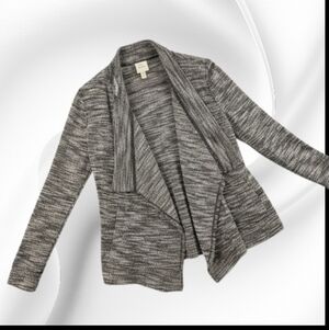 Knox Rose SZ M Long Sleeve Open Front Lightweight Cardigan Pockets Black/White